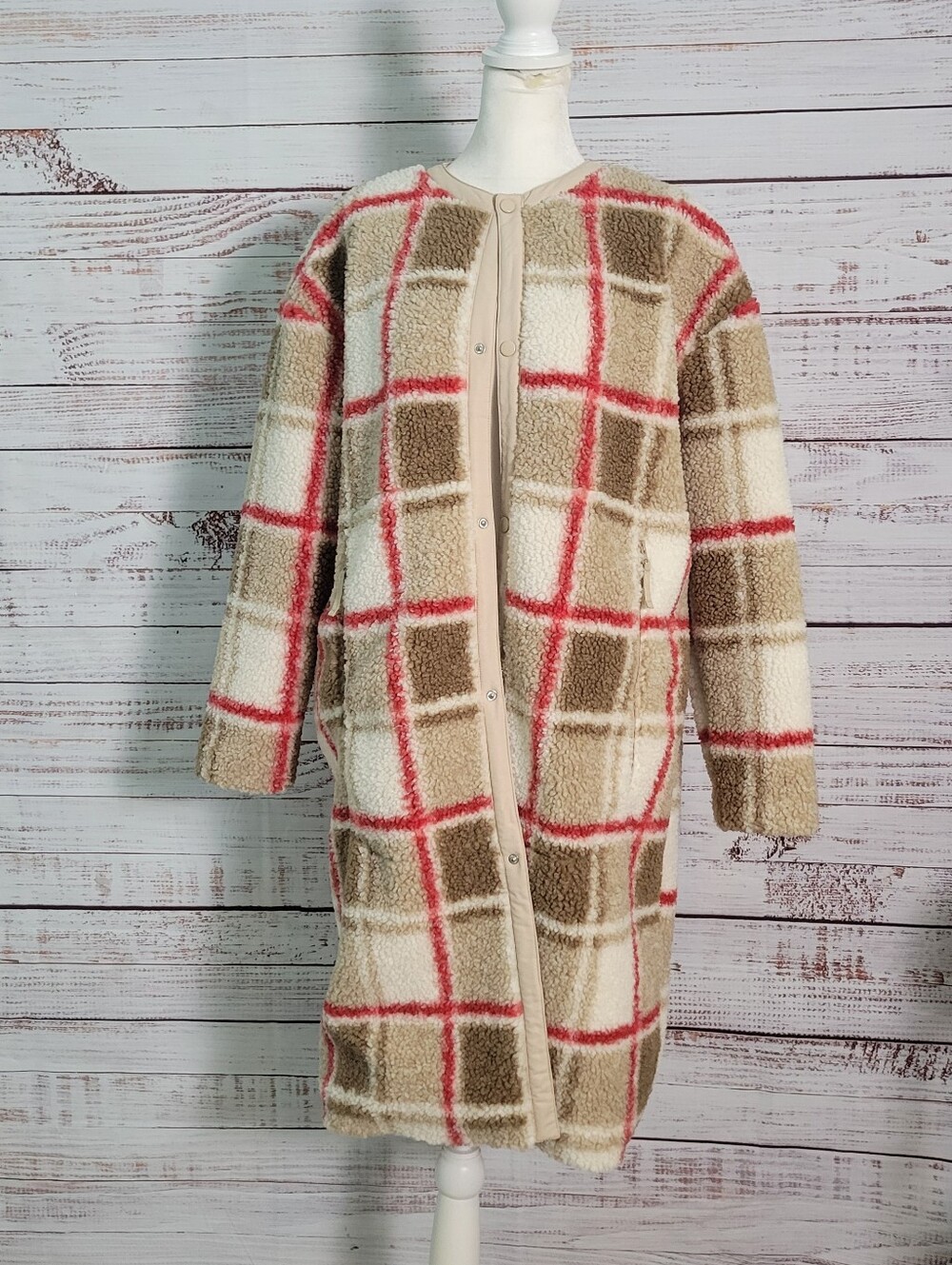 Basin And Range Plush Fleece Plaid Teddy Jacket Long Small / Extra Small